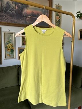Vintage NWT Christopher & Banks Chartreuse Sleeveless Knit Tank